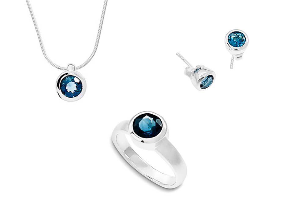 Triangel Schmuck Silberkollektion mit London Blue Topas Triangel Schmuck Silberkollektion mit London Blue Topas