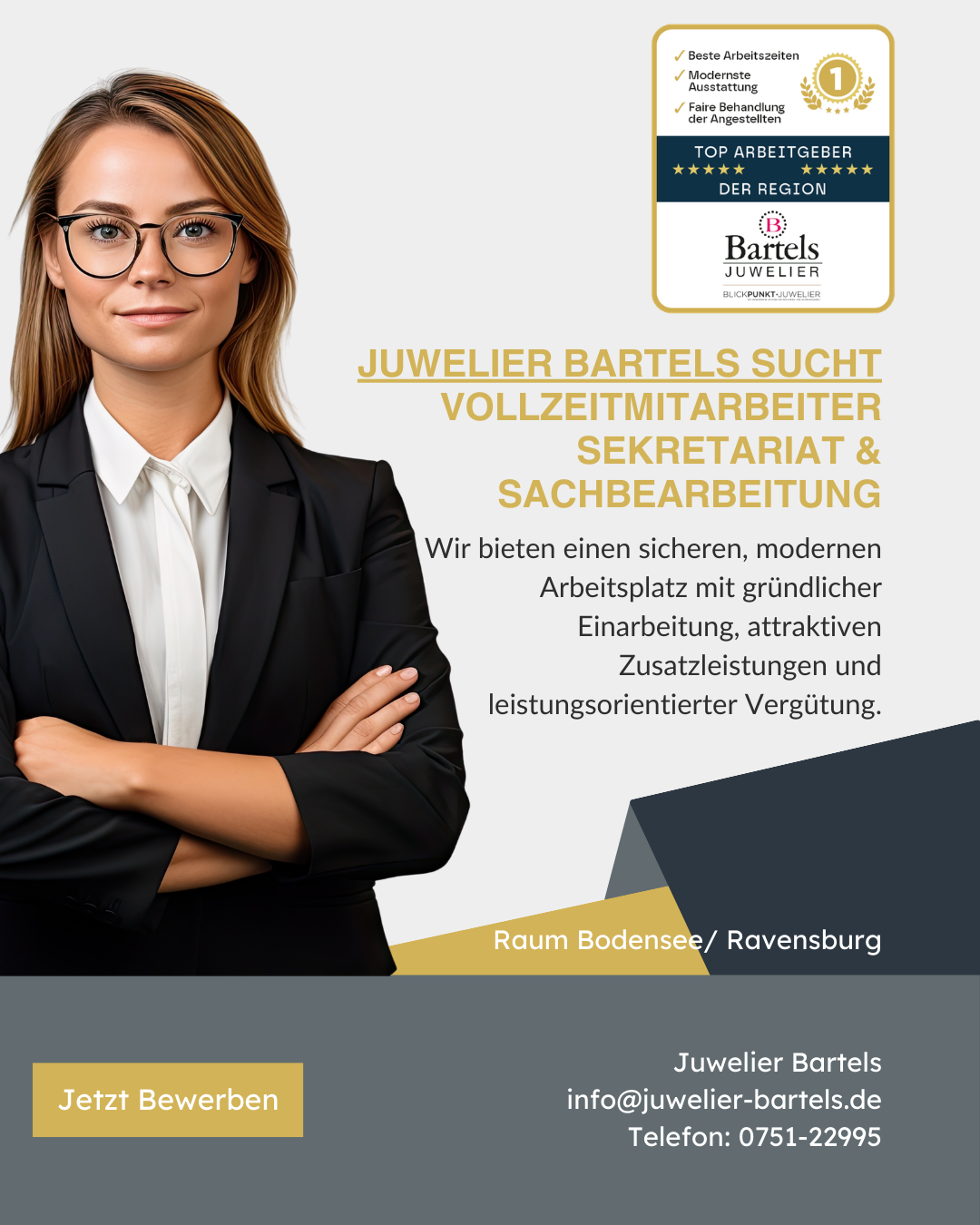Juwelier Bartels sucht Mitarbeiter Sekretariat und Sachbearbeitung Ravensburg