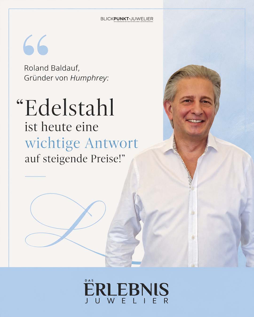 Roland Baldauf Humphrey Edelstahl Schmuck Labordiamanten Leistbarer Luxus